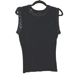 Unknown brand women's sz M black with neck and arms sequined sleeveless tank top